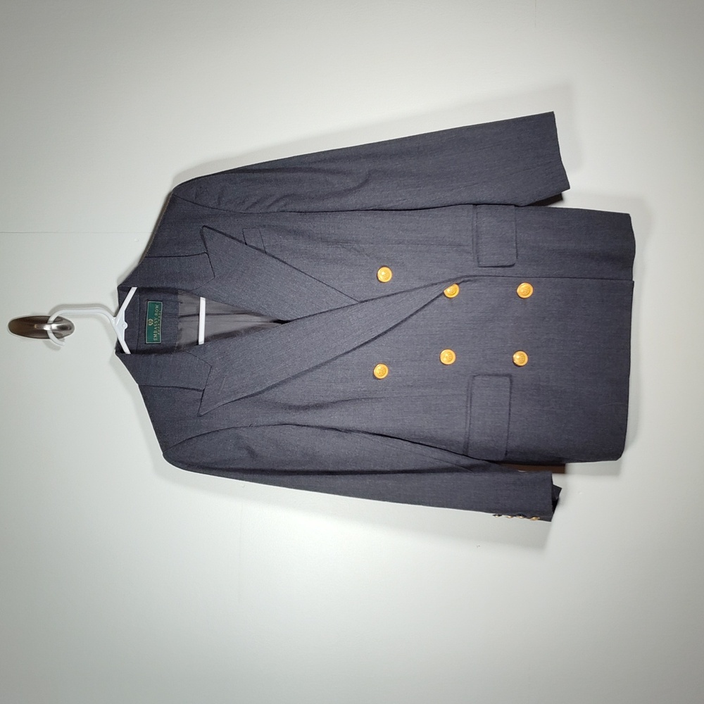 Vintage Embassy Row navy blue wool long‎ blazer jacket 4